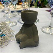 Подсвечник гипсовый Малыш сидит серый - фото 66985