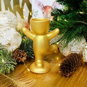 Подсвечник гипсовый фигурка Малыш стоит золото - фото 66991