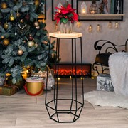 Подставка напольная для цветов металл с деревом Лофт высота 75см 66-410 - фото 67212