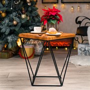 Стол журнальный чёрный металл и дерево Лофт высота 44см 66-113 - фото 67254