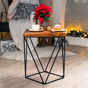 Стол журнальный чёрный металл и дерево Лофт высота 44см 66-113 - фото 67255