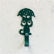 Крючок настенный для детских вещей металлический Кот под зонтом 702-008Gr - фото 67281