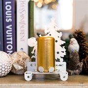 Подсвечник для одной свечи Ёлочка белый металл 730-006W - фото 67283