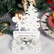 Подсвечник для одной свечи Ёлочка белый металл 730-006W - фото 67285