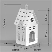 Подсвечник для одной чайной свечи Домик белый металл 730-020W - фото 67292