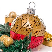 Полигональная фигура Новогодний шар металл красно-золотой 1008GRed - фото 67463