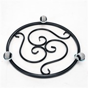 Подставка напольная на колёсиках чёрная диаметр 40см металл 21-005B - фото 67479