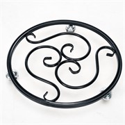 Подставка напольная на колёсиках чёрная диаметр 40см металл 21-005B - фото 67480