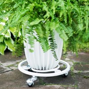 Подставка напольная для цветов белая на колёсиках диаметр 30см 21-006W - фото 67482