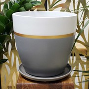 Горшок Голдэн 7,8л бело-серый бутон №6 - фото 67499