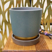 Горшок Лакшери 1,5л зелёный золото платан №2 - фото 67567