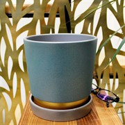 Горшок Лакшери 2,7л зелёный золото платан №3 - фото 67569