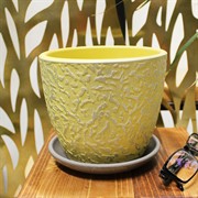 Горшок Муар 1,3л жёлтый бутон №2 - фото 67599