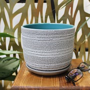 Горшок Лофт 1,6л серо-белый бук №2 - фото 67681