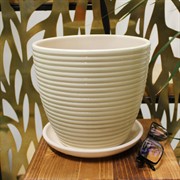 Горшок Спираль 2,3л бежевый крокус №3 - фото 67733