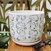 Горшок Коты 2,9л белый бук №3 - фото 67779