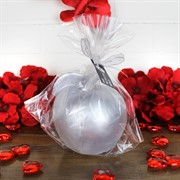 Свеча Яблоко большое серебро с блестками - фото 67839