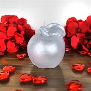 Свеча Яблоко малое серебро с блестками - фото 67840