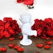 Подсвечник гипсовый Малыш стоит белый - фото 67843