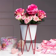 Подставка на подоконник Лофт на 1 цветок красная металл 66-607-Red - фото 67854