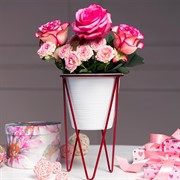 Подставка на подоконник Лофт на 1 цветок красная металл 66-607-Red - фото 67855