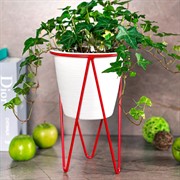 Подставка на подоконник Лофт на 1 цветок красная металл 66-607-Red - фото 67856