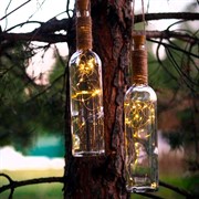 Гирлянда Нить Роса с пробкой 1м тёплый белый с солнечной батареей - фото 67868