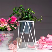 Подставка на подоконник на 1 цветок Лофт белая металл 66-603-W - фото 67870