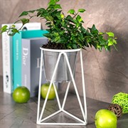 Подставка на подоконник на 1 цветок Лофт белая металл 66-603-W - фото 67872