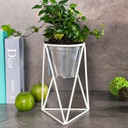 Подставка на подоконник на 1 цветок Лофт белая металл 66-603-W - фото 67873