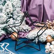 Подсвечник металл Звезда чёрный под одну свечу 607-36-B - фото 67951