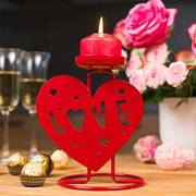 Подсвечник настольный Любовь на одну свечу металл красный 607-094R - фото 68076