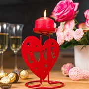 Подсвечник настольный Любовь на одну свечу металл красный 607-094R - фото 68077