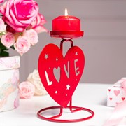 Подсвечник настольный Любовь на одну свечу металл красный 607-094R - фото 68078