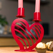 Подсвечник настольный Сердце на 2 свечи металл красный 607-099R - фото 68081