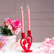 Подсвечник на две свечи настольный Влюблённая пара металл красный 607-102R - фото 68087