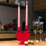 Подсвечник настольный Сердце на две свечи декоративный металл красный 607-105R - фото 68096