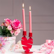 Подсвечник настольный Сердце на две свечи декоративный металл красный 607-105R - фото 68097