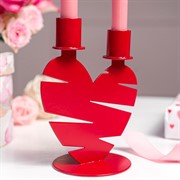Подсвечник настольный Сердце на две свечи декоративный металл красный 607-105R - фото 68098