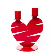 Подсвечник настольный Сердце на две свечи декоративный металл красный 607-105R - фото 68099