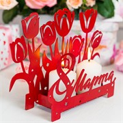 Подсвечник декоративный 8 марта настольный металл красный 730-051R - фото 68101