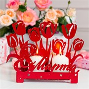 Подсвечник декоративный 8 марта настольный металл красный 730-051R - фото 68102