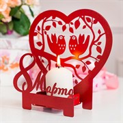 Подсвечник декоративный 8 марта настольный для свечей металл красный 730-057R - фото 68105