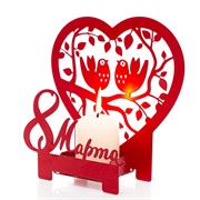 Подсвечник декоративный 8 марта настольный для свечей металл красный 730-057R - фото 68107