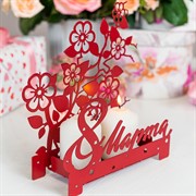 Подсвечник настольный 8 марта для декоративных свечей металл красный 730-058R - фото 68109