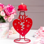 Подсвечник настольный Сердце на 1 свечу декоративный металл красный 607-089R - фото 68119