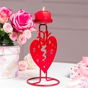 Подсвечник настольный Сердце на 1 свечу декоративный металл красный 607-089R - фото 68120