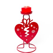 Подсвечник настольный Сердце на 1 свечу декоративный металл красный 607-089R - фото 68121