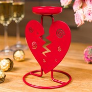 Подсвечник декоративный Сердце настольный на 1 свечу металл красный 607-092R - фото 68131