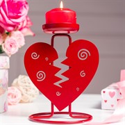 Подсвечник декоративный Сердце настольный на 1 свечу металл красный 607-092R - фото 68132